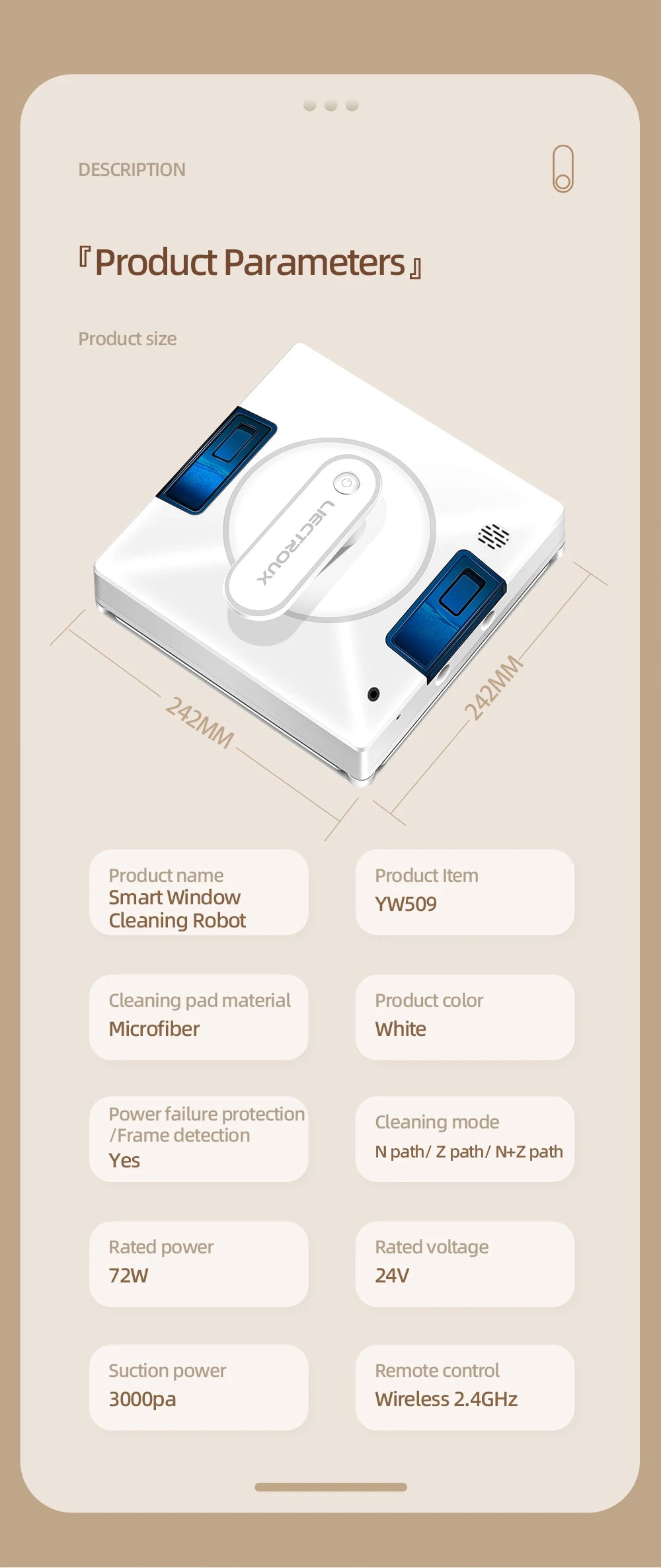 Robot Window Cleaner LIECTROUX YW509,4-Way Water Spray,Home Wall Glass Window Robot Vacuum Cleaner,Updated Laser,Smart Memory