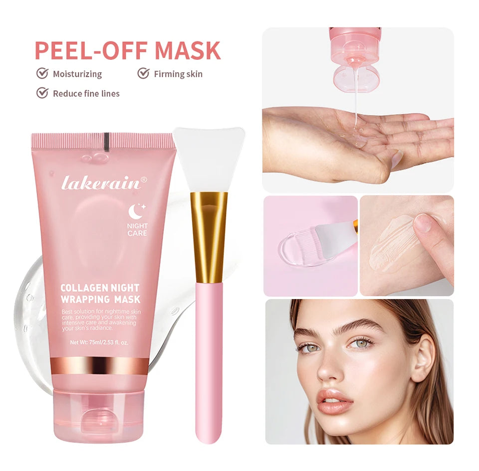 Collagen Wrapping Mask And Brush Set Rejuvenation Moisturize Brightening Korean Face Mask Make Glowy Skin