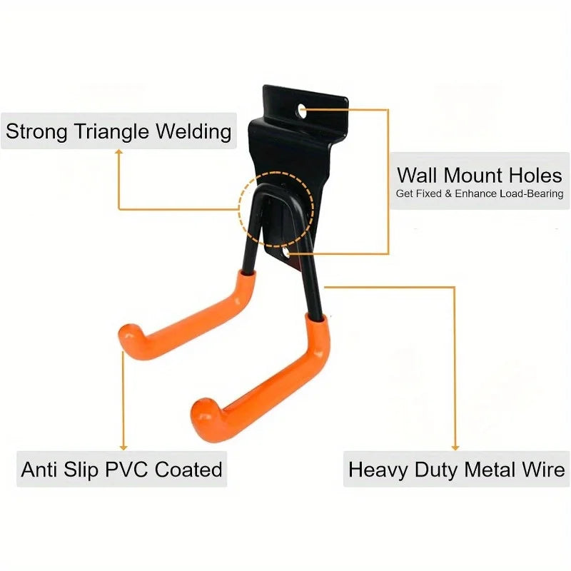 Heavy Duty Metal  Garage Storage Hooks  Wall Mount Non-Slip Coating For Storage For  Bikes  Power Tools Garden  Equipment