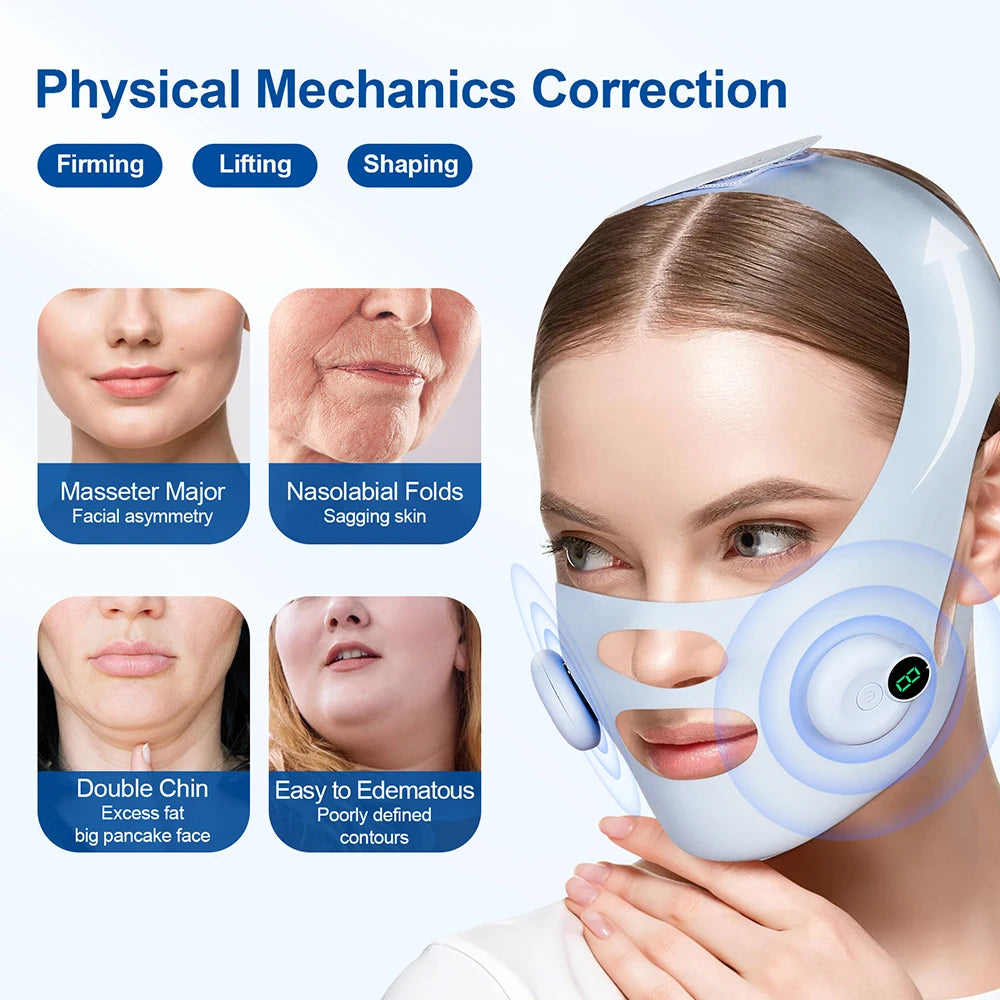Electric Face Slimming Bandage V Line Chin Strap Facial Shaping Massager Edema Removal Mask V Line Lift Up Belt
