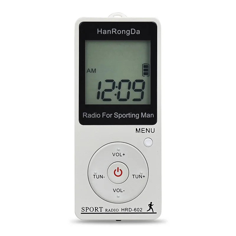 Portable  AM FM Mini Radio LED Display with Pedometer Headphones Digital Tuning Sports Radio for Running Walking Pocket Radio