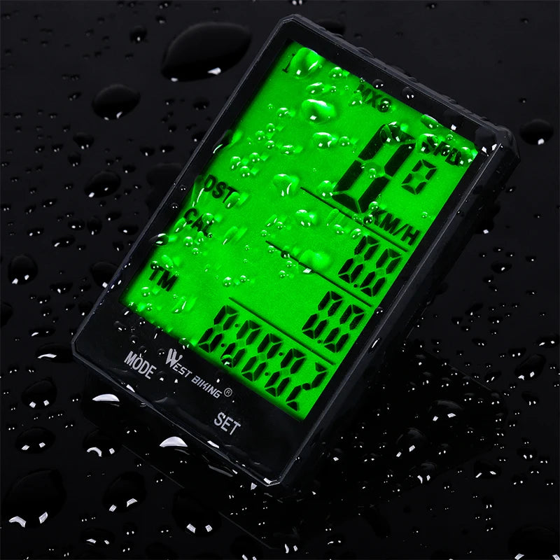 WEST BIKING Bike Compuer Stopwatch IPX6 Waterproof 2.8In Cycling Speedometer Wireless Multifuction 2 Backlight Modes Odometer