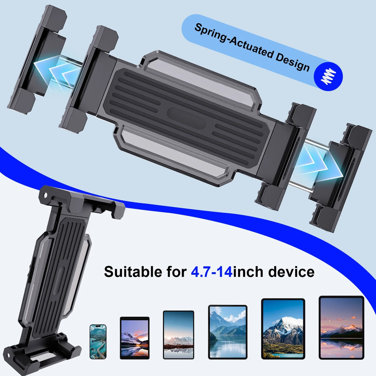 Portable 2 in1 Tablet Holder Indoor Gym Treadmill Handlebar Bracket Stand for 4-14" Mobile Phone Support Devices iPad Pro Air