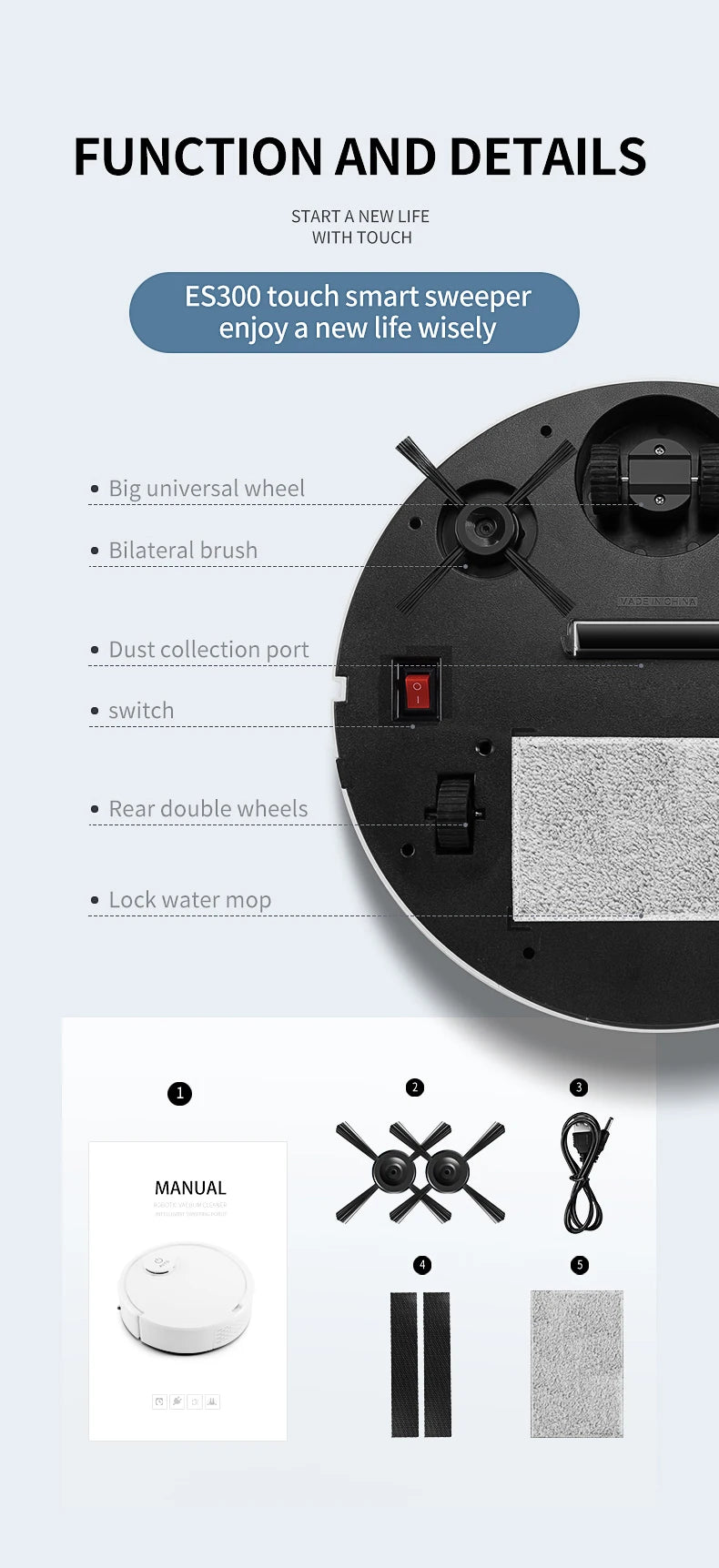 New ES06 Robot Vacuum Cleaner APP Wireless Cleaning Machine Smart Remote Control  Sweeping Floor