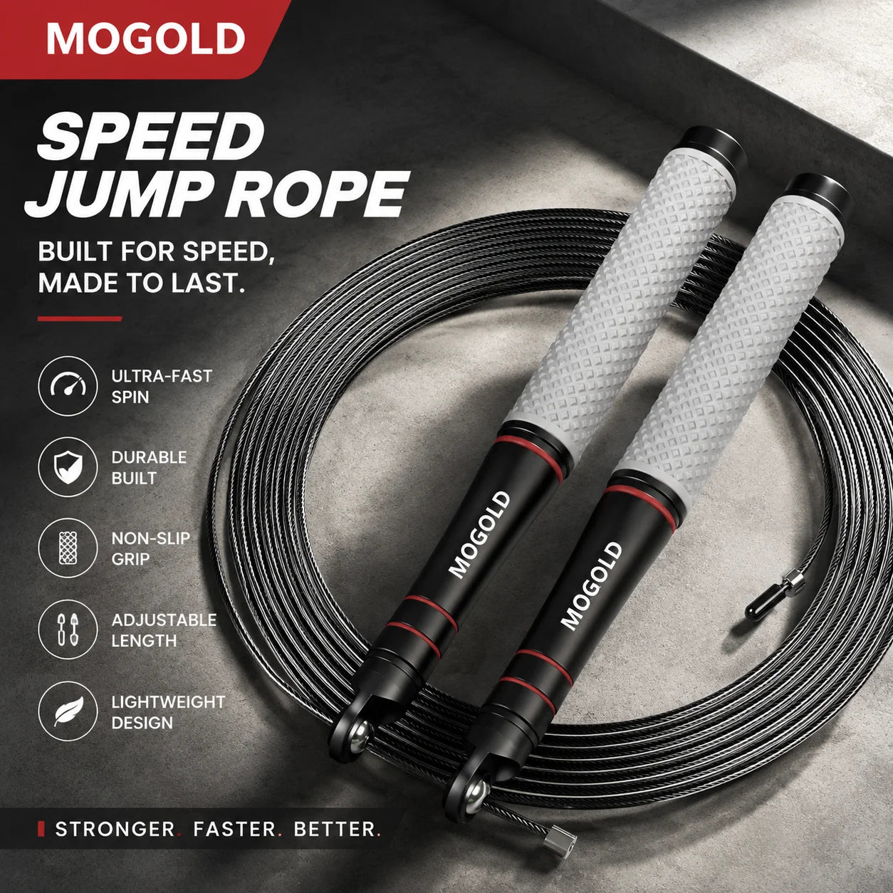 Speed Jump Rope, Heavy-Duty Adjustable Rope, Lightweight Design, Smooth Ball Bearing Rotation, Suitable for CrossFit Training