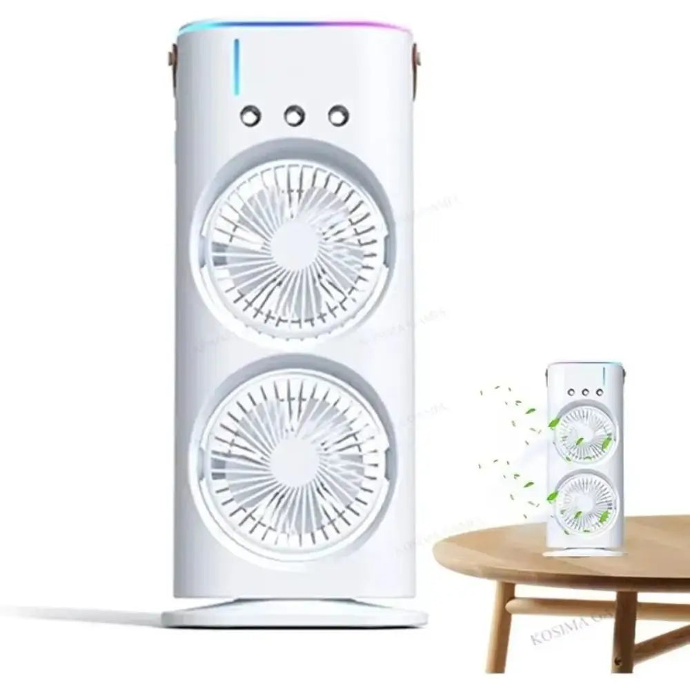 Household 3 In 1 Air Conditioner Dual-Head Portable Humidifier Adjustable Wind Speed Desktop Cooling Fan Air Cooler Bedroom