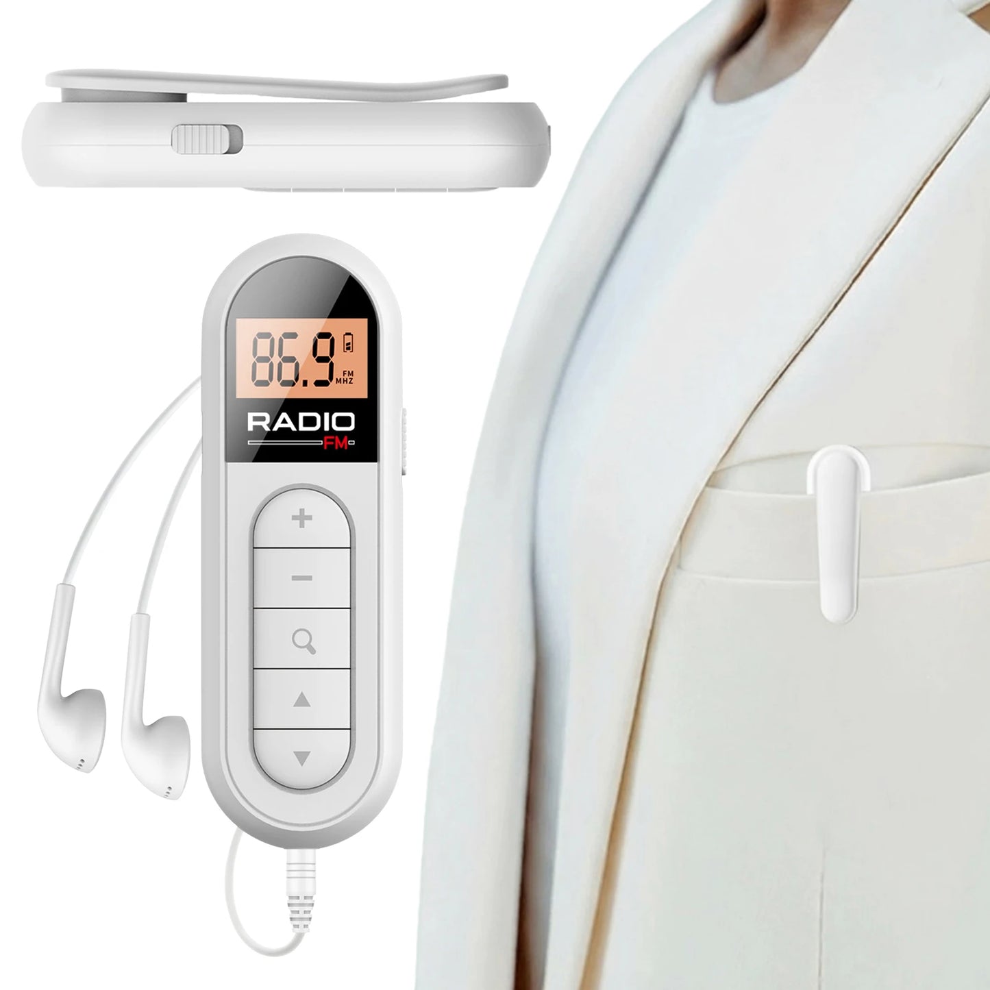 Portable FM Radio with Digital Tuning LCD Display Digital Radio with Headphones and Belt Clip for Gym Jogging Walking Camping