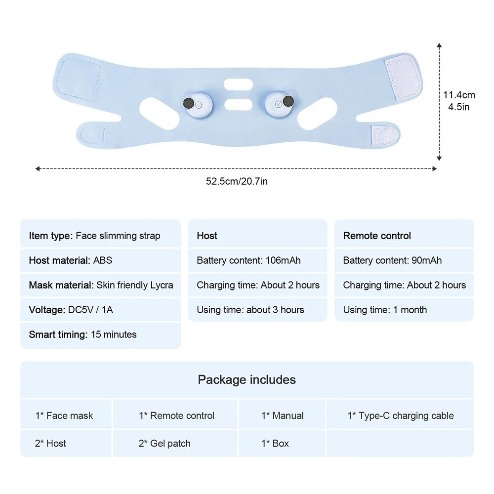 Electric Face Slimming Bandage V Line Chin Strap Facial Shaping Massager Edema Removal Mask V Line Lift Up Belt