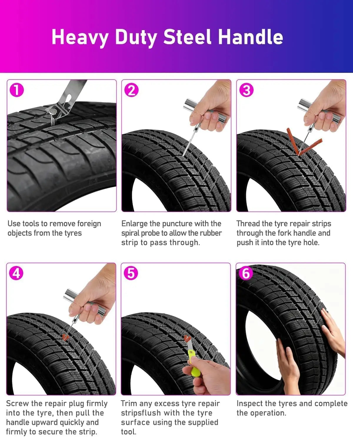 Tire Repair Kit 59pcs Heavy Duty Tire Plug Set, Tire Repair Kit,Heavy Duty Tire Plug Kit