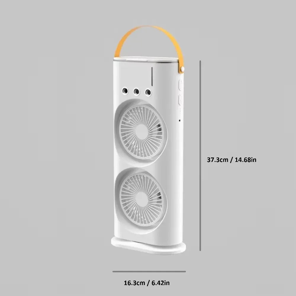 Household 3 In 1 Air Conditioner Dual-Head Portable Humidifier Adjustable Wind Speed Desktop Cooling Fan Air Cooler Bedroom