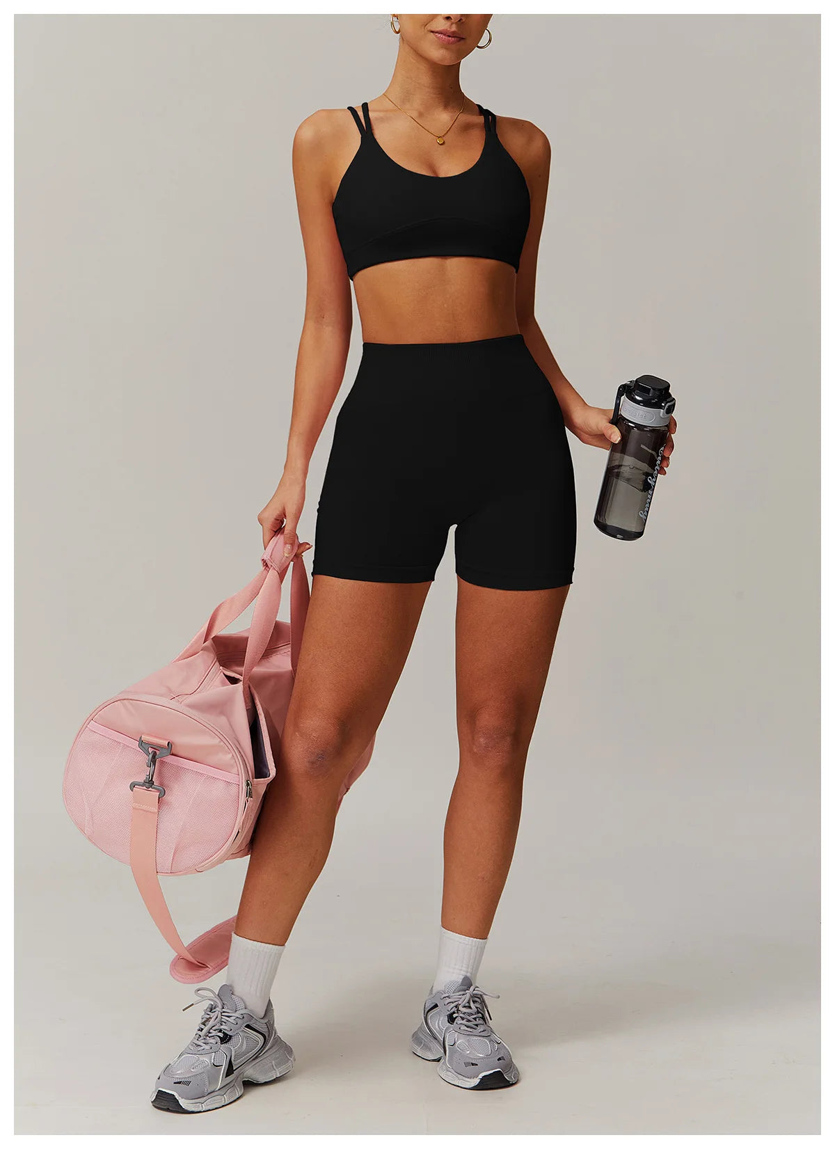 Naked Feeling Yoga Set Women Gym Workout Clothes Padded Sports Bra Outdoor Fitness
