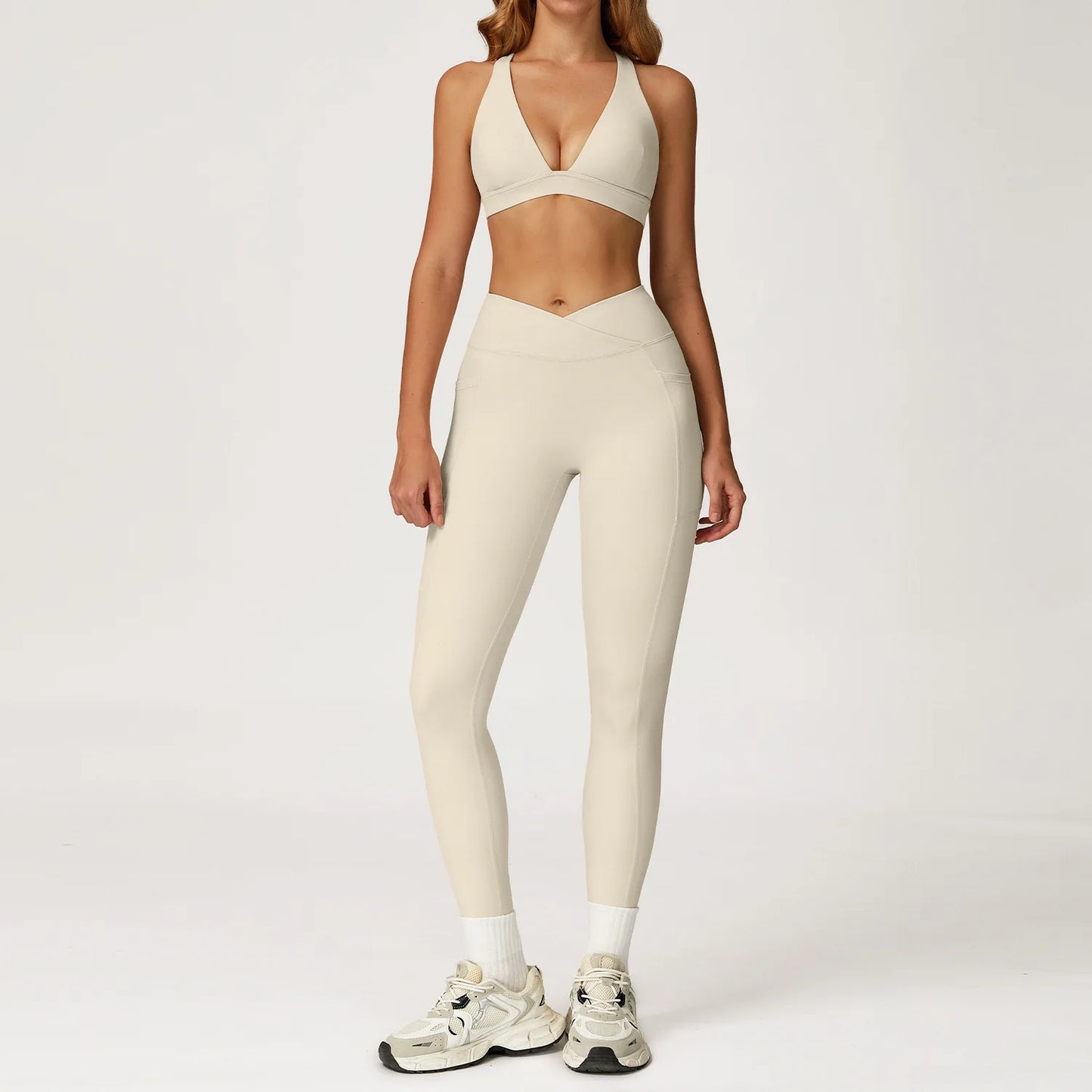 Yoga Set 2 Pieces Workout Outfits Women Clothes Fitness Sportswear Gym Tracksuit High Waist Leggings Sports Bra Athletic Wear
