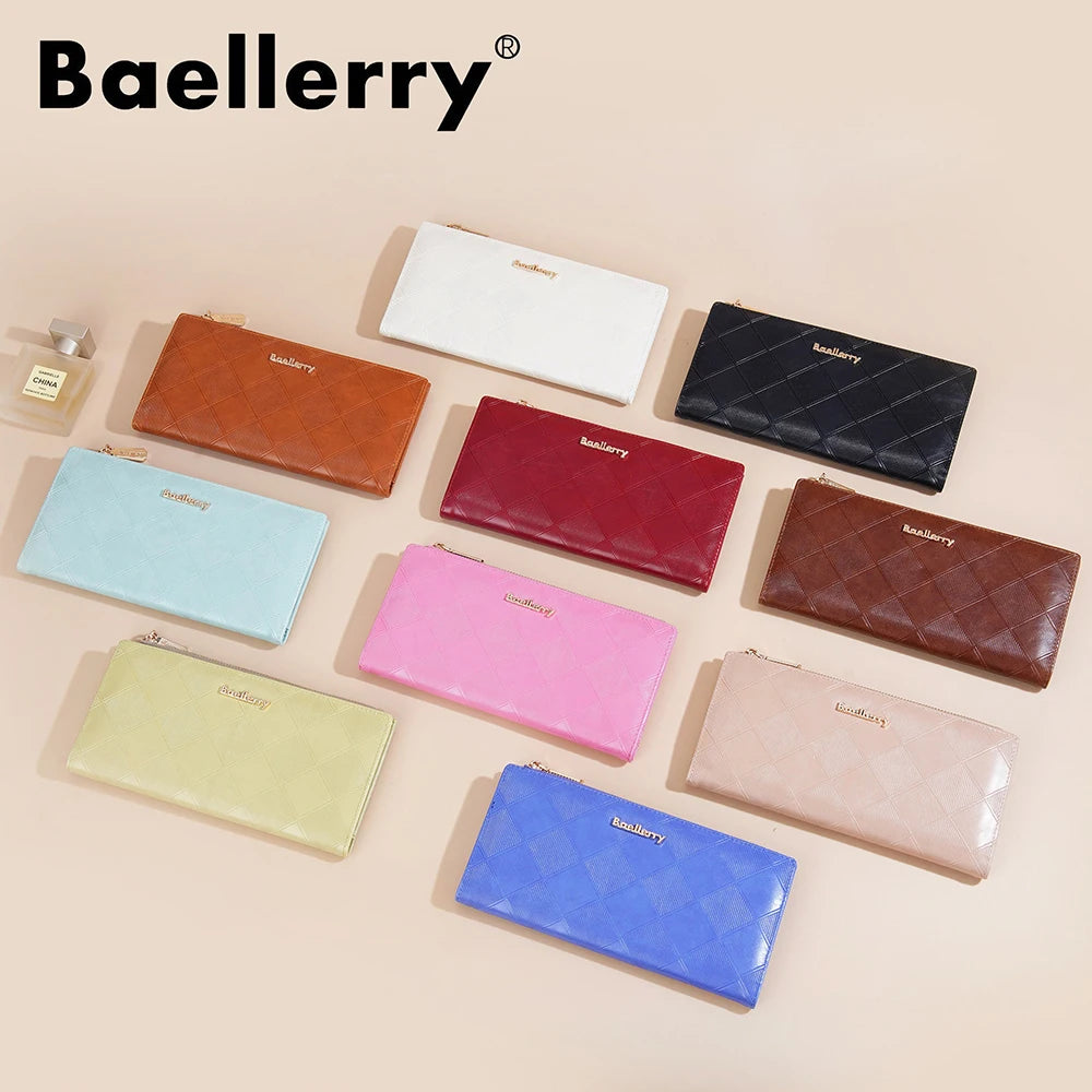 Baellerry Korean Style Small Wallet Women - PU Leather Zipper Pocket, Mini Card Holder for Daily Essentials