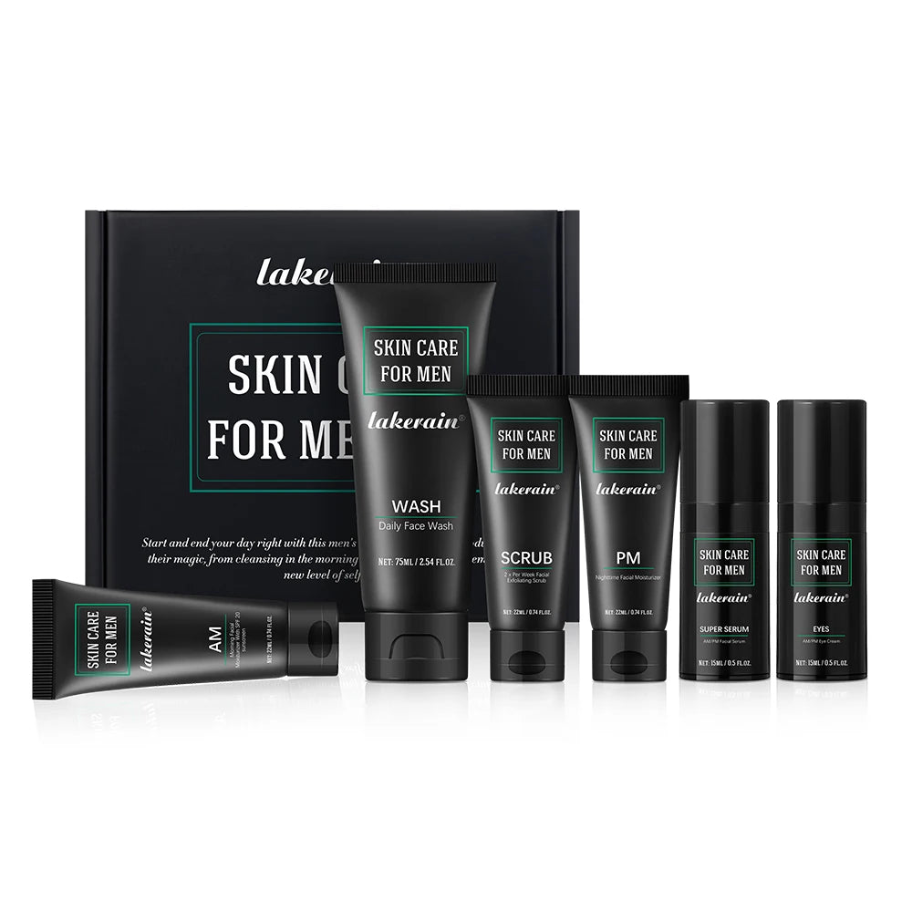 Skin Care Set for Men Essential Routine Daily Face Wash Facial Scrub Moisturizer SPF Night Cream Hydrated Skin Gifts For Men Ski