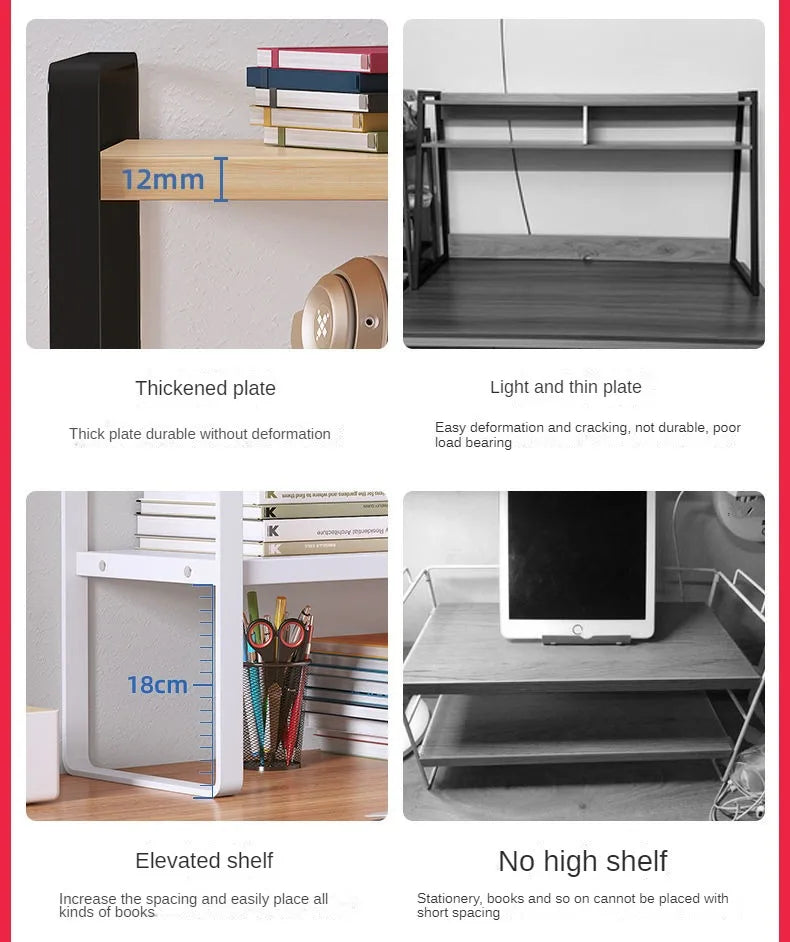 Shelf Desktop Storage  Bookshelf Student Desk Shelves Racks Office Computer Desk Tiered Cabinet Home Storage Holders Organizer