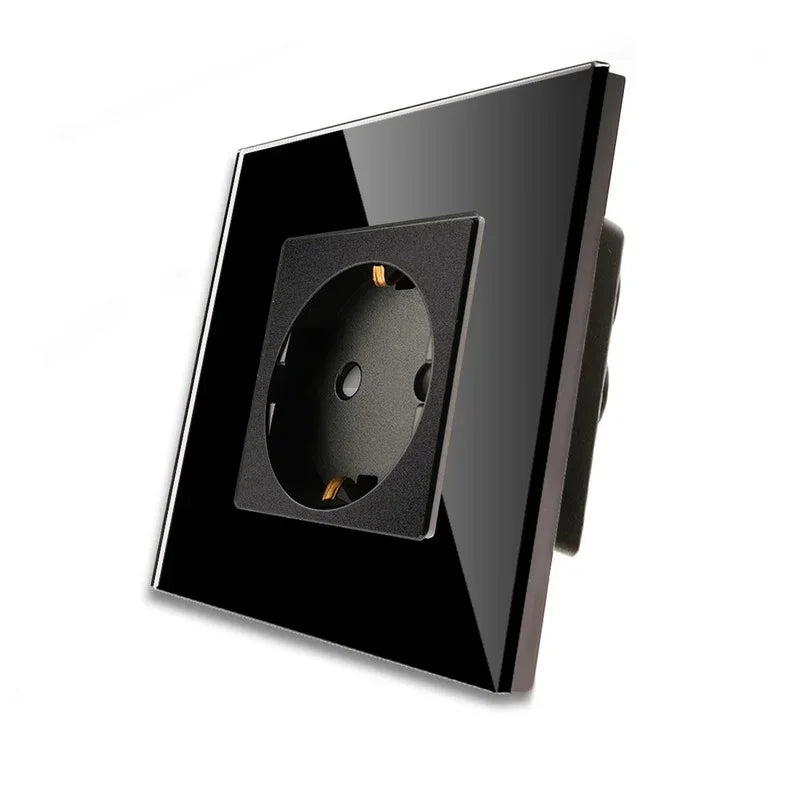 Bingoelec Black Sockets And Switches With Crystal Glass Panel Home Improvement