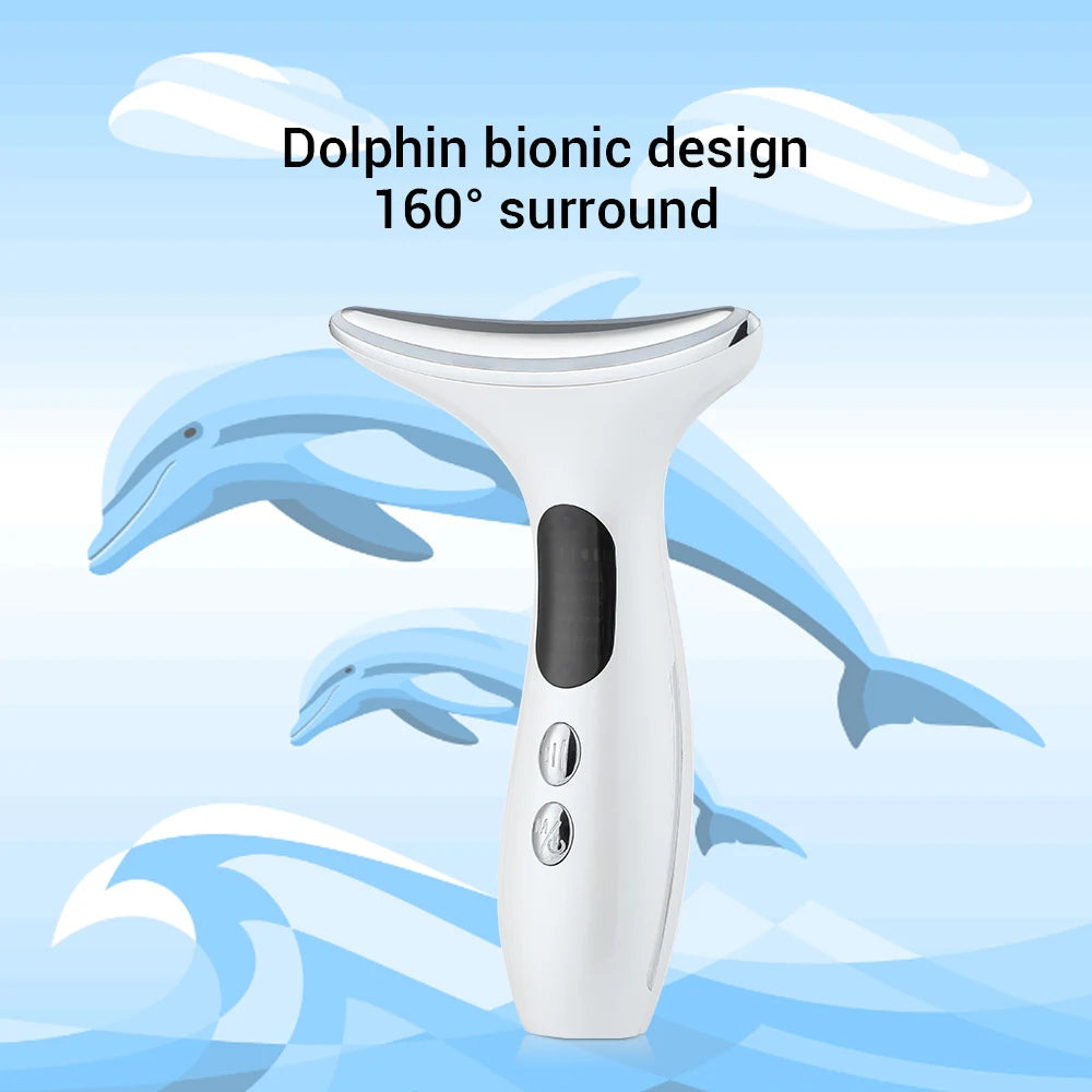 Neck Massager EMS Facial Lift 7 Light Modes Electric Skin Tightening Device LED Photon Therapy Beauty Instrument Anti Wrinkle