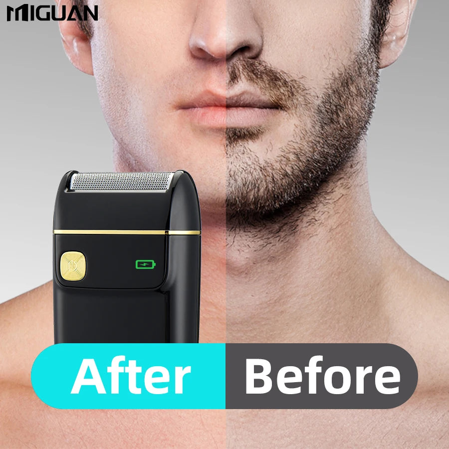 USB Rechargeable Electric Shaver - Reciprocating, Portable, Replaceable Foil, Black-Travel & Home Use，Men's Gift