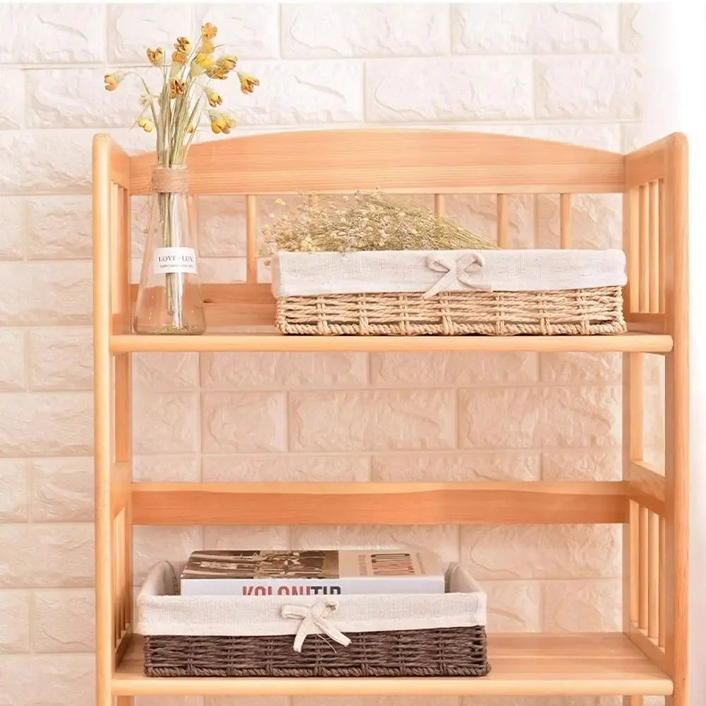Rectangular Handmade Rattan Storage Baskets French Style Bow Weaving Storage Tray Reusable Bohemian Style Cosmetics Storage Box