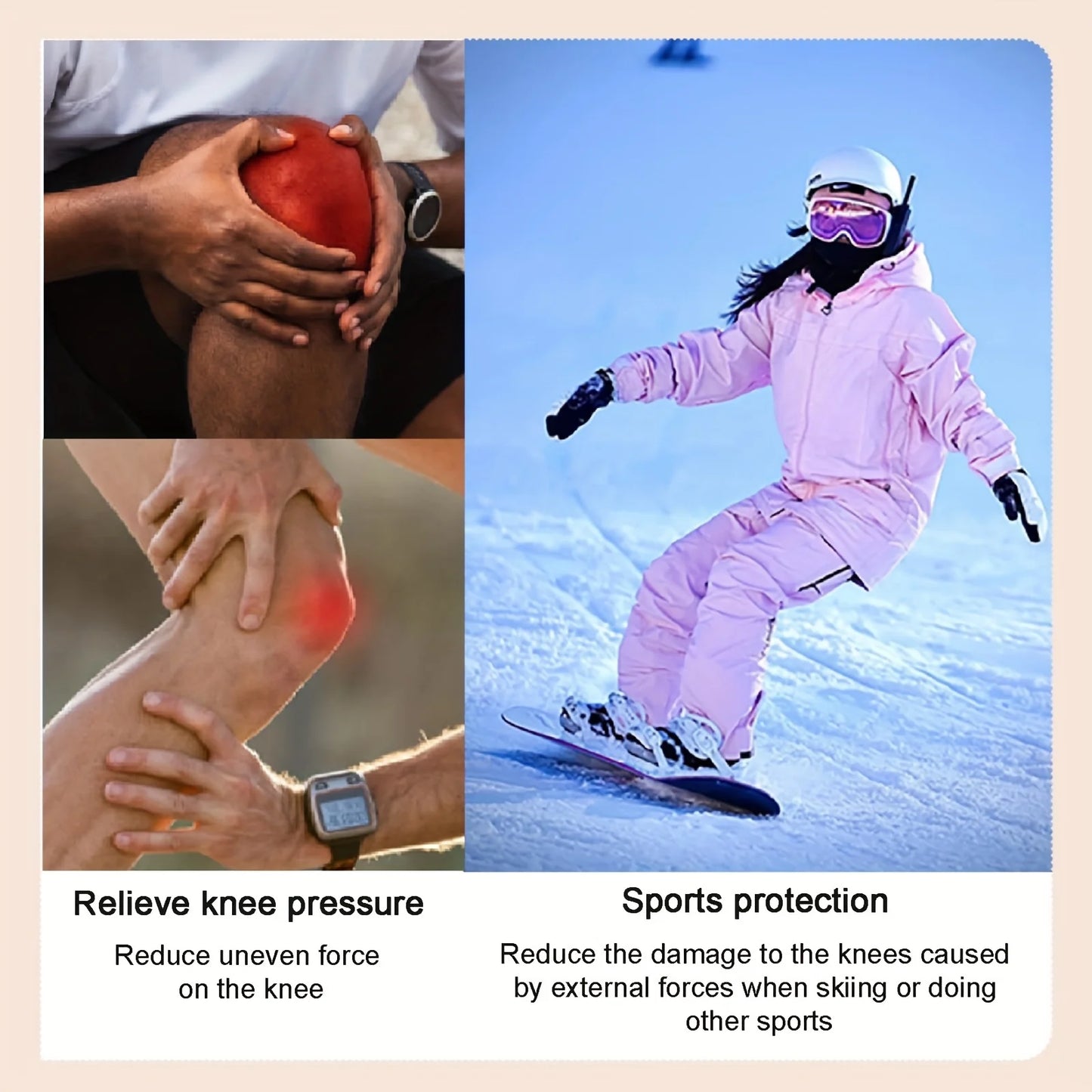 1 Pair of Adult Silicone Knee Pads for Basketball Skating and Skiing Sports Hip protection Snowboard Knee Pad Strong Adhesive