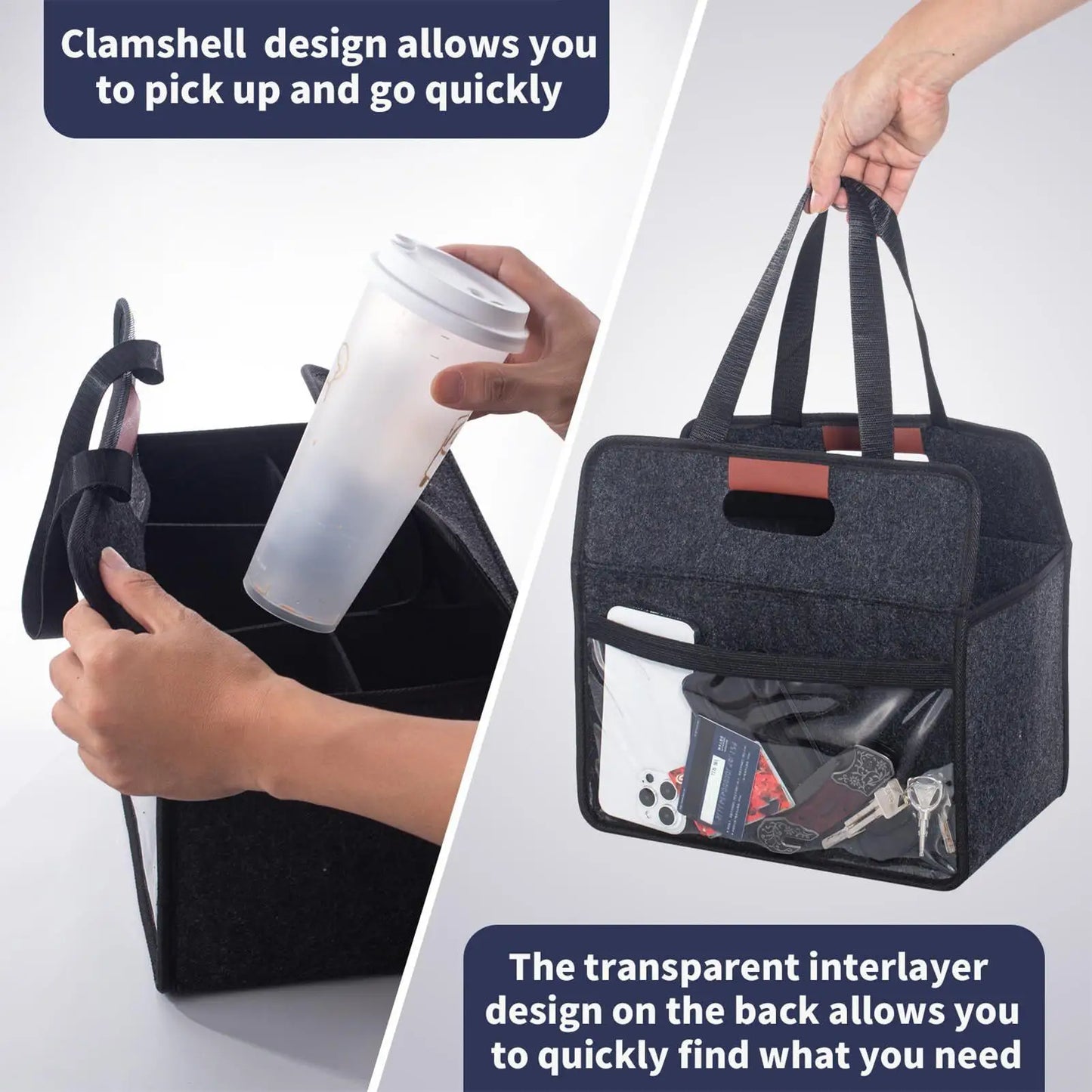Reusable Drink Cup Carrier, Foldable Tote Bag With Handles for Daily Commute Car Picnic Cruise Party Grocery Outdoor Travel