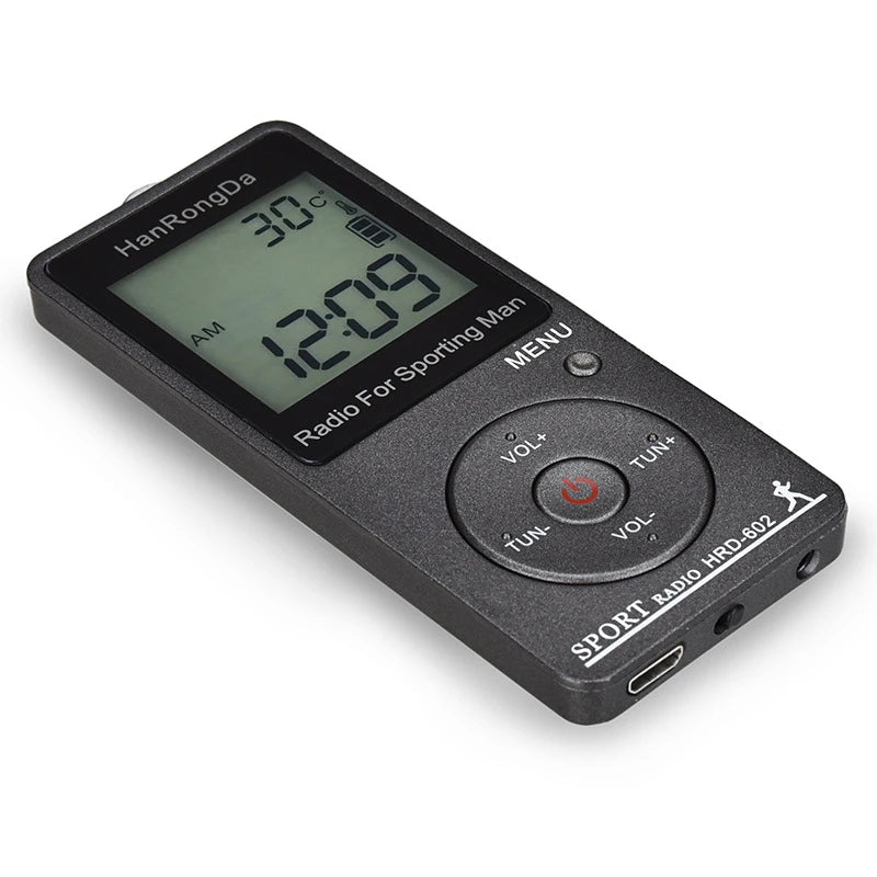 Portable  AM FM Mini Radio LED Display with Pedometer Headphones Digital Tuning Sports Radio for Running Walking Pocket Radio