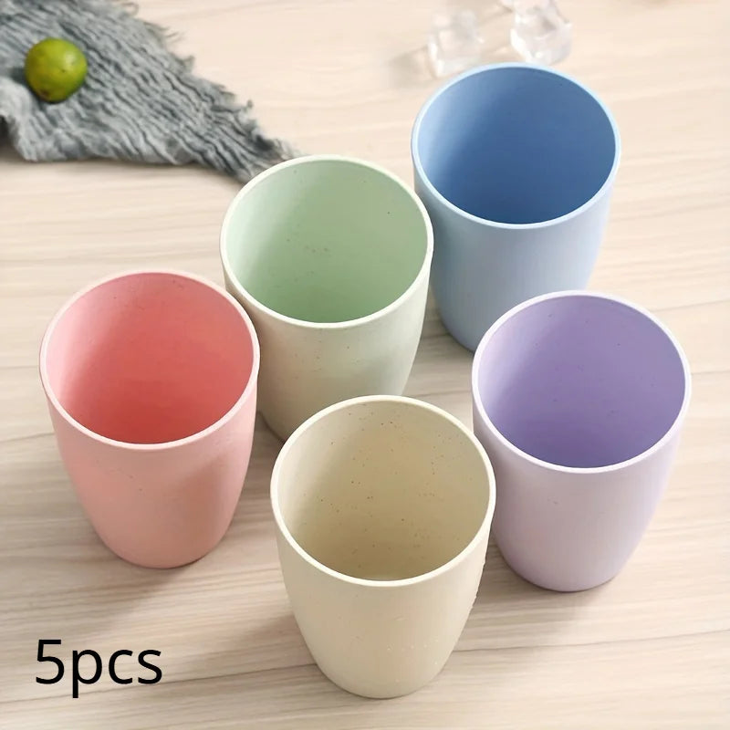 5 Colors Reusable Plastic Cups - Multicolor, Stackable Tumblers for Kitchen, Office & Travel - Durable Drinkware