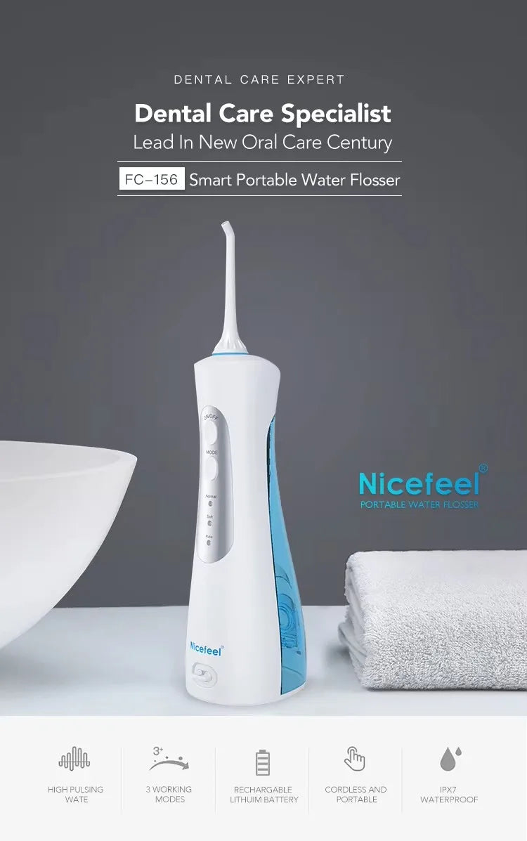 Cordless Teeth cleaning Water Dental Flosser Travel Oral Irrigator USB Rechargeable IPX7 Mouth Washing Machine Tooth Cleaner
