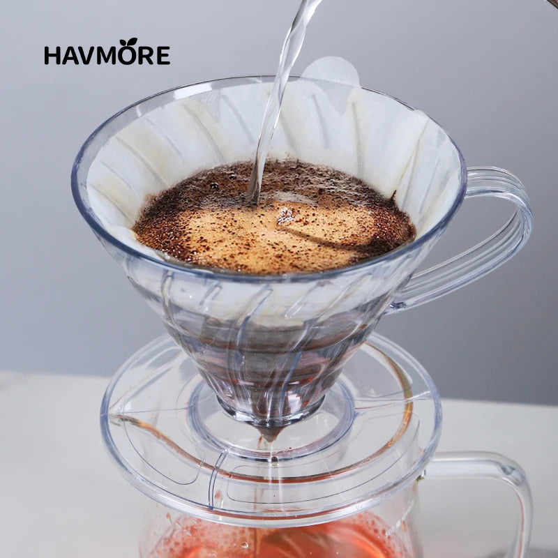 Reusable Coffee Dripper Resin Coffee Filter for Pour Over Barista Coffee Brewing Coffee Funnel Filter Cup1-2Cups/1-4Cups