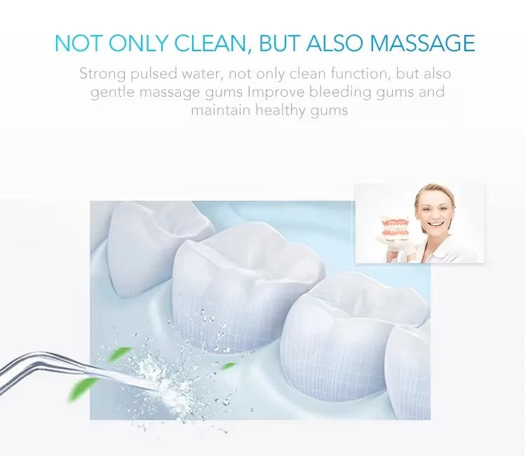 Cordless Teeth cleaning Water Dental Flosser Travel Oral Irrigator USB Rechargeable IPX7 Mouth Washing Machine Tooth Cleaner
