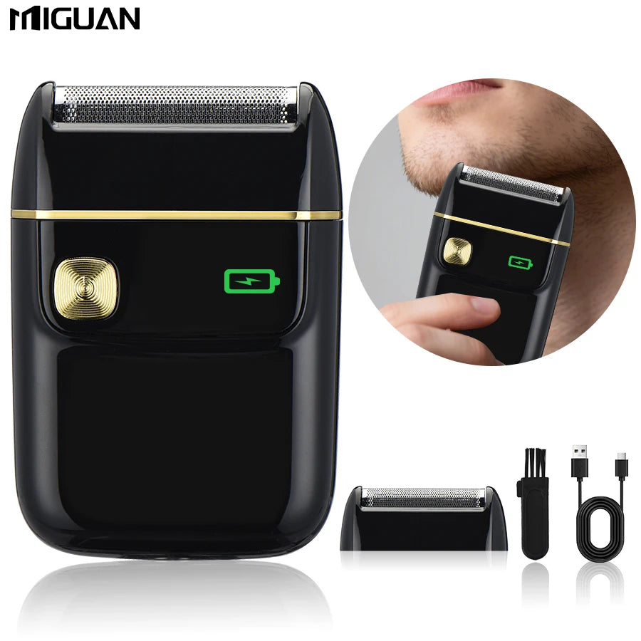 USB Rechargeable Electric Shaver - Reciprocating, Portable, Replaceable Foil, Black-Travel & Home Use，Men's Gift