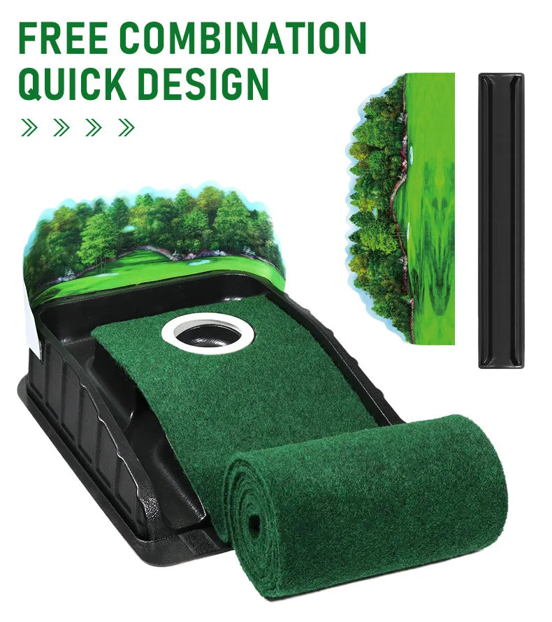 Portable Golf Practitioner Indoor and Outdoor Golf Putting Green Trainer Mat Mini Golf Green Putter Mat Portable For Home Office