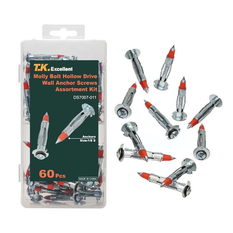 Heavy Duty  Molly Bolt Hollow Drive Wall Anchor Screws Kit Drywall Cavity Plug Dowel for Plasterboard Hanging Fasteners