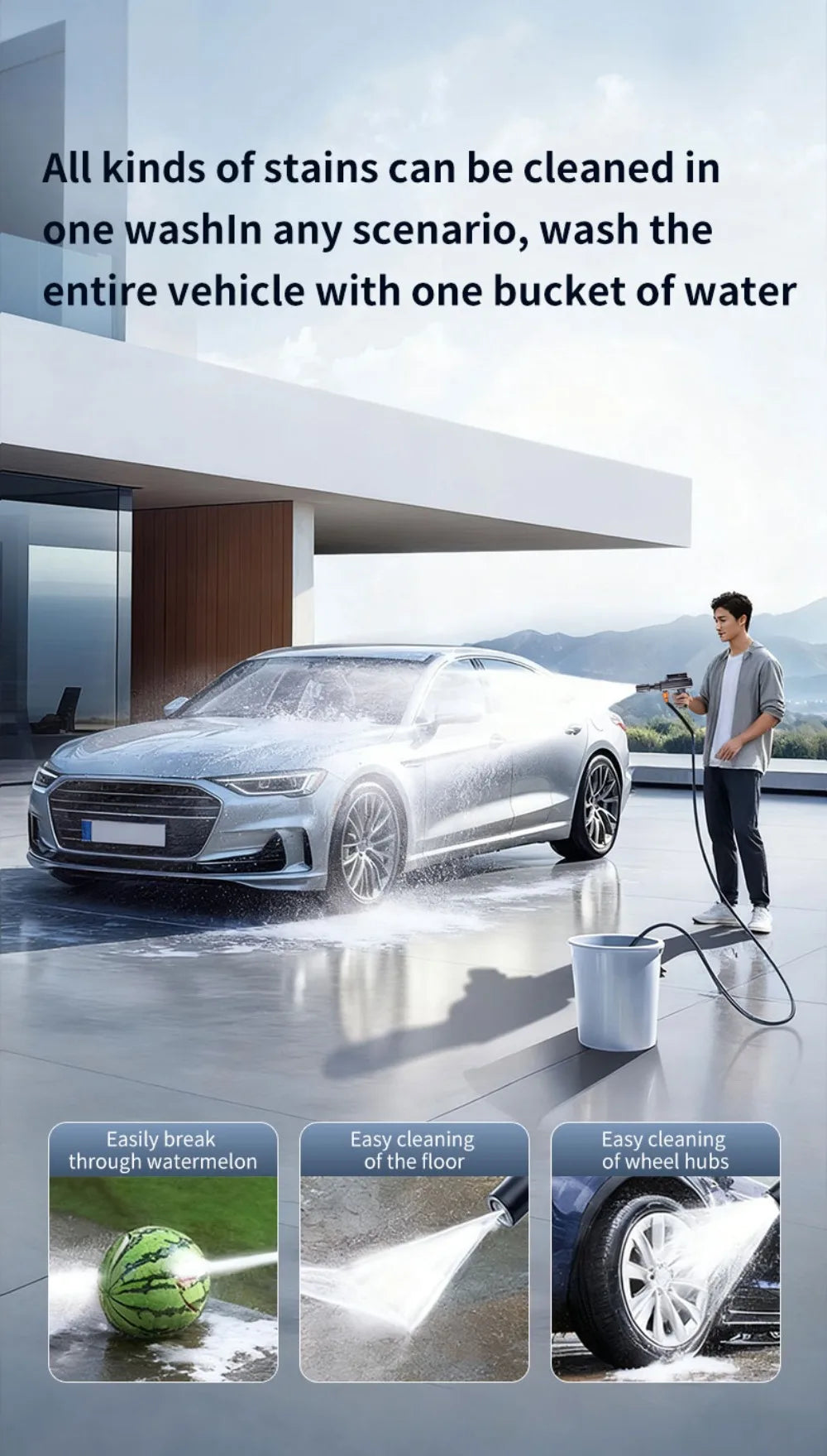 Car Washing Machine Water Gun High Pressure Household Folding Mini Wireless Electric New Supercharging Artifact Rechargeab