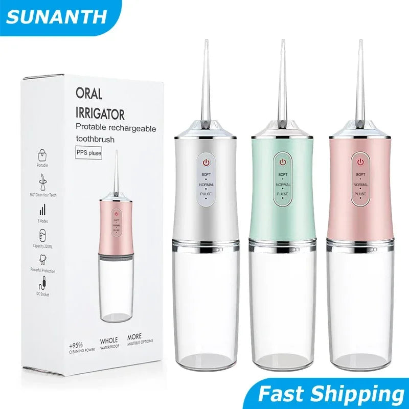 Cordless Water Flosser, Professional Portable Rechargeable Oral Irrigator IPX7 Waterproof with 3 Modes Teeth Cleaning Tool