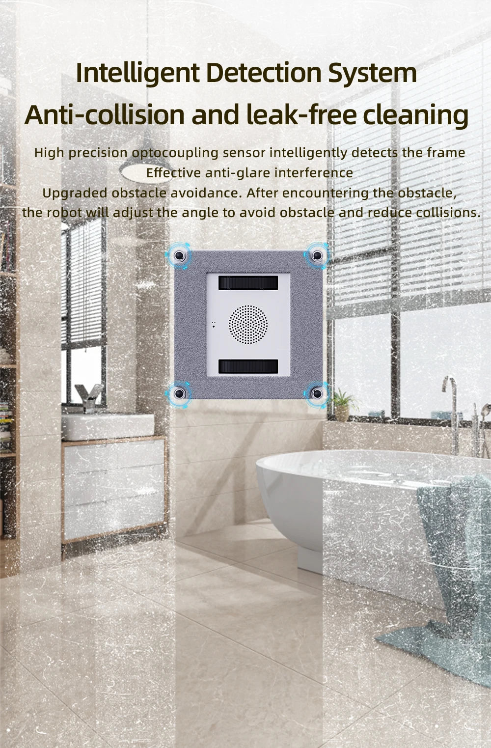 Robot Window Cleaner LIECTROUX YW509,4-Way Water Spray,Home Wall Glass Window Robot Vacuum Cleaner,Updated Laser,Smart Memory