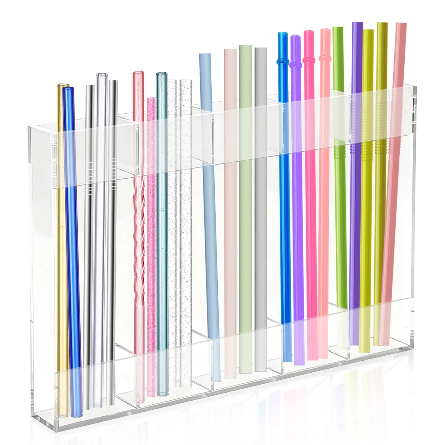 Reusable Straw Holder, Kitchen Countertop Storage Rack with Strong Double-Sided Tape, Suitable for Countertops, Cabinets (Clear)