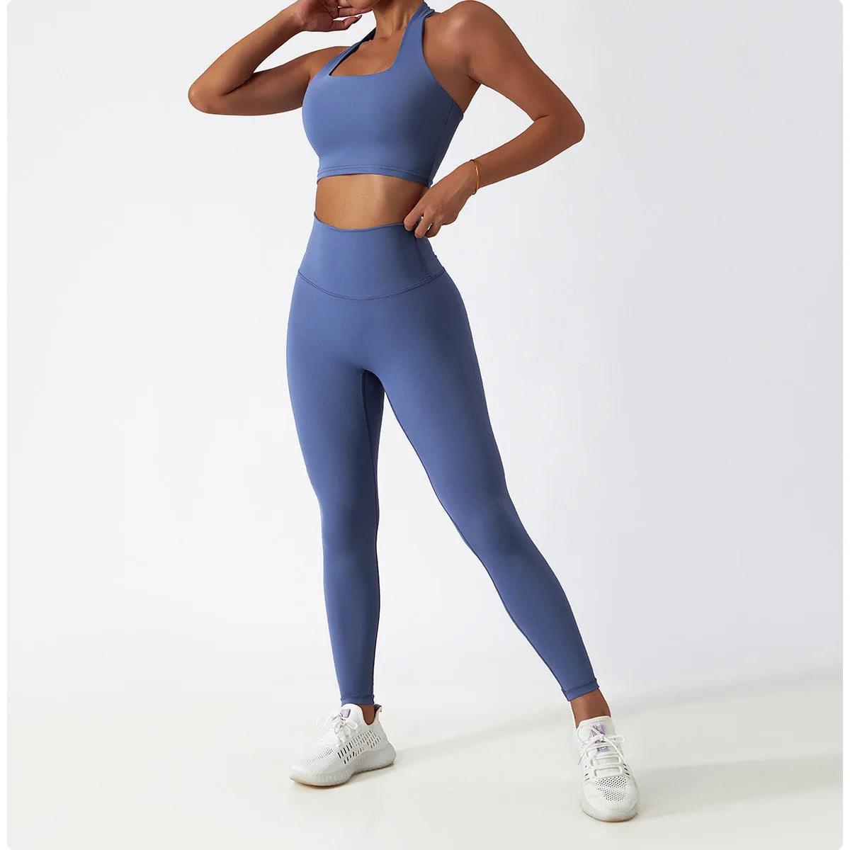 2 PCS Sportswear Women Yoga Set Gym Clothes Athletic Wear Yoga Suits Fitness Set Tracksuits Sports Bra Long Sleeve Gym Leggings