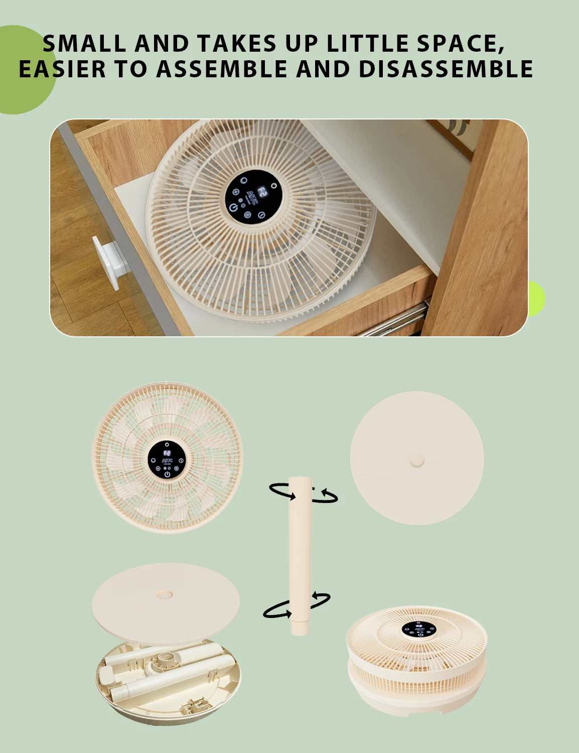 Innovative Electric Smart Fans Mechanical Outdoor Household RV Hotel Car Use Rechargeable Battery Powered Remote Air Cooling