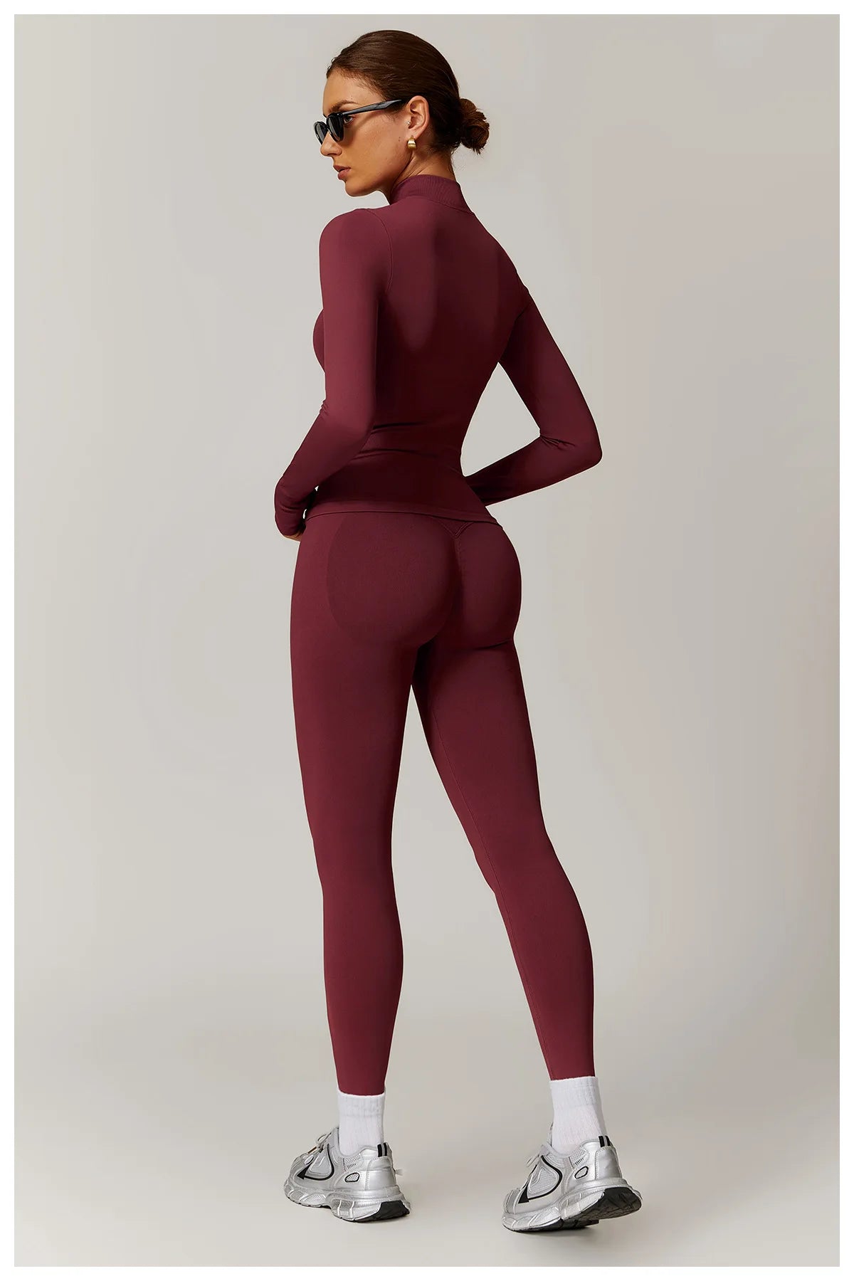 Women's Yoga Set 2025 New Solid Color High Waist Hip Lifting Pants Sports Zipper Long Sleeve Coat Top Jacket Yoga Clothing