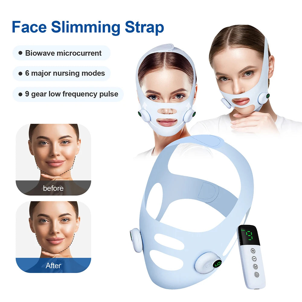 Electric Face Slimming Bandage V Line Chin Strap Facial Shaping Massager Edema Removal Mask V Line Lift Up Belt