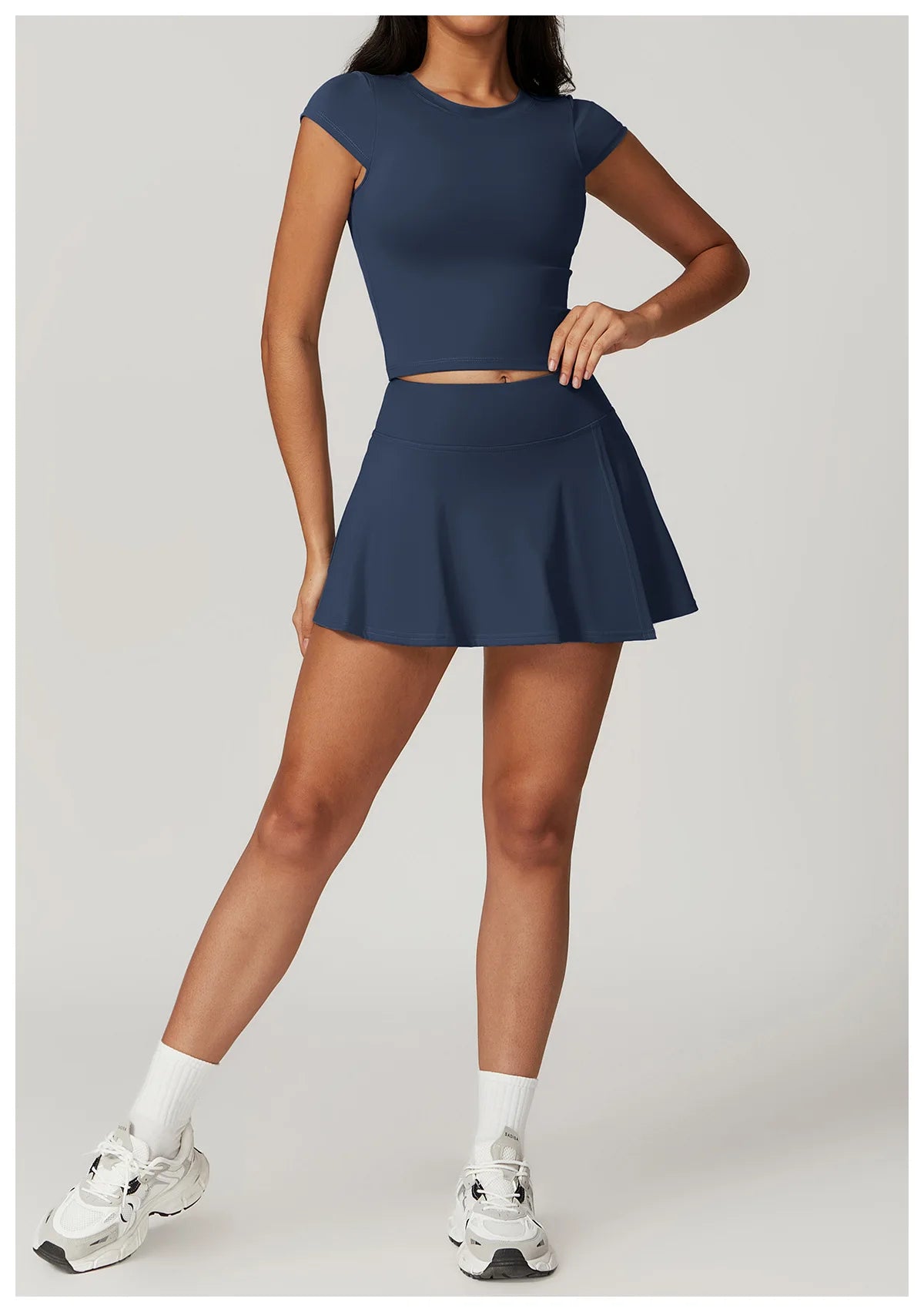 Tight Tennis Skirt Set Yoga Clothing Anti-Shine Bottom Pants Set Quick Dry High Waisted Hip Lifting Running Fitness Exercise Set