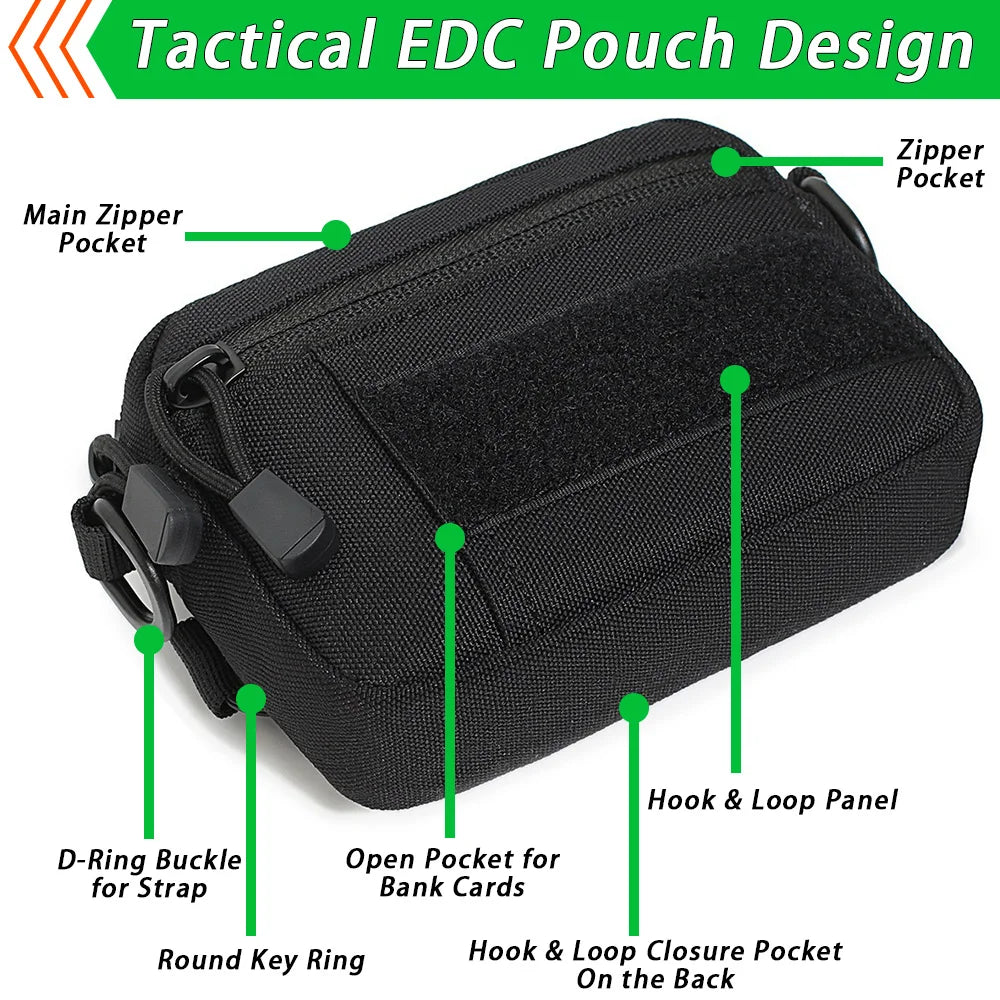 Tactical Crossbody EDC Pouch Compact Molle Waist Pack & Shoulder Bag 600D Nylon Organizer for Daily Essentials & Gadgets