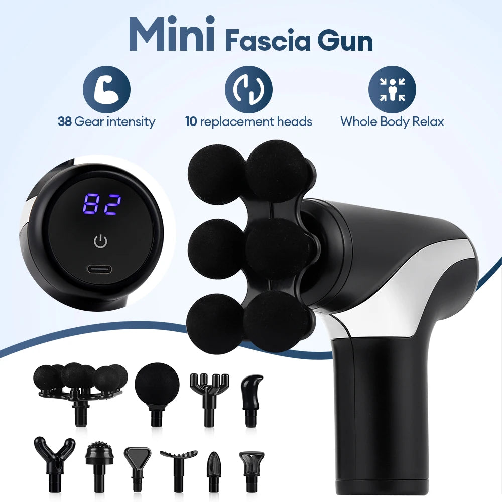 Portable Massage Gun 38 Gears Adjustment Intelligent Pressure Sensing Wireless Massager for Neck Back Leg Body Muscle Massager