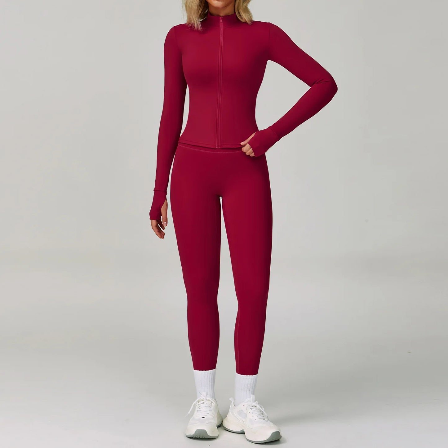 2 PCS Sportswear Women Yoga Set Gym Clothes Athletic Wear Yoga Suits Fitness Set Tracksuits Sports Bra Long Sleeve Gym Leggings