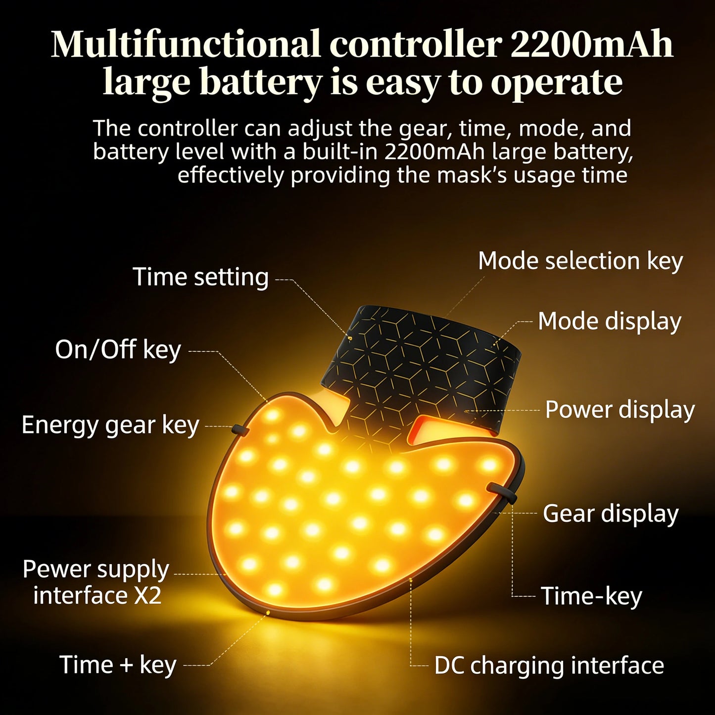 LED Neck Beauty Device Photon Mask With 4 Color Light Waves