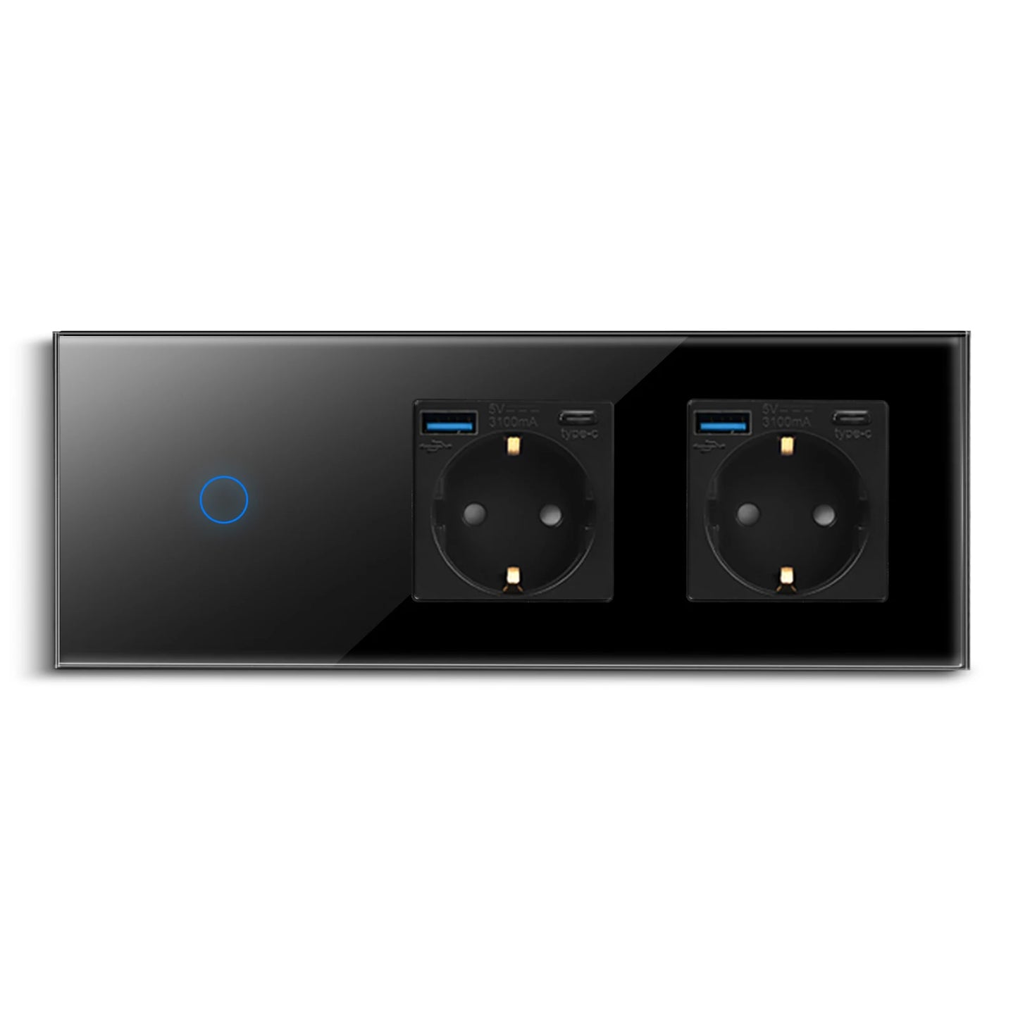 Bingoelec Black Sockets And Switches With Crystal Glass Panel Home Improvement