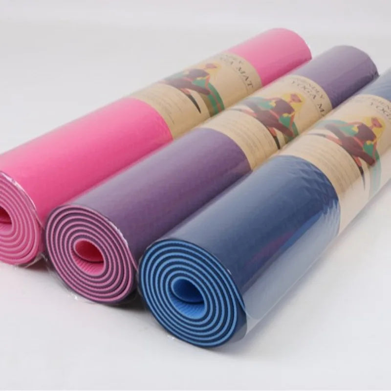 Yoga Mats Anti-slip Sport Fitness Mat Blanket Exercise Yoga Pilate Gymnastics Mat Fitness Equipment Floor Work 6MM Thick TPE
