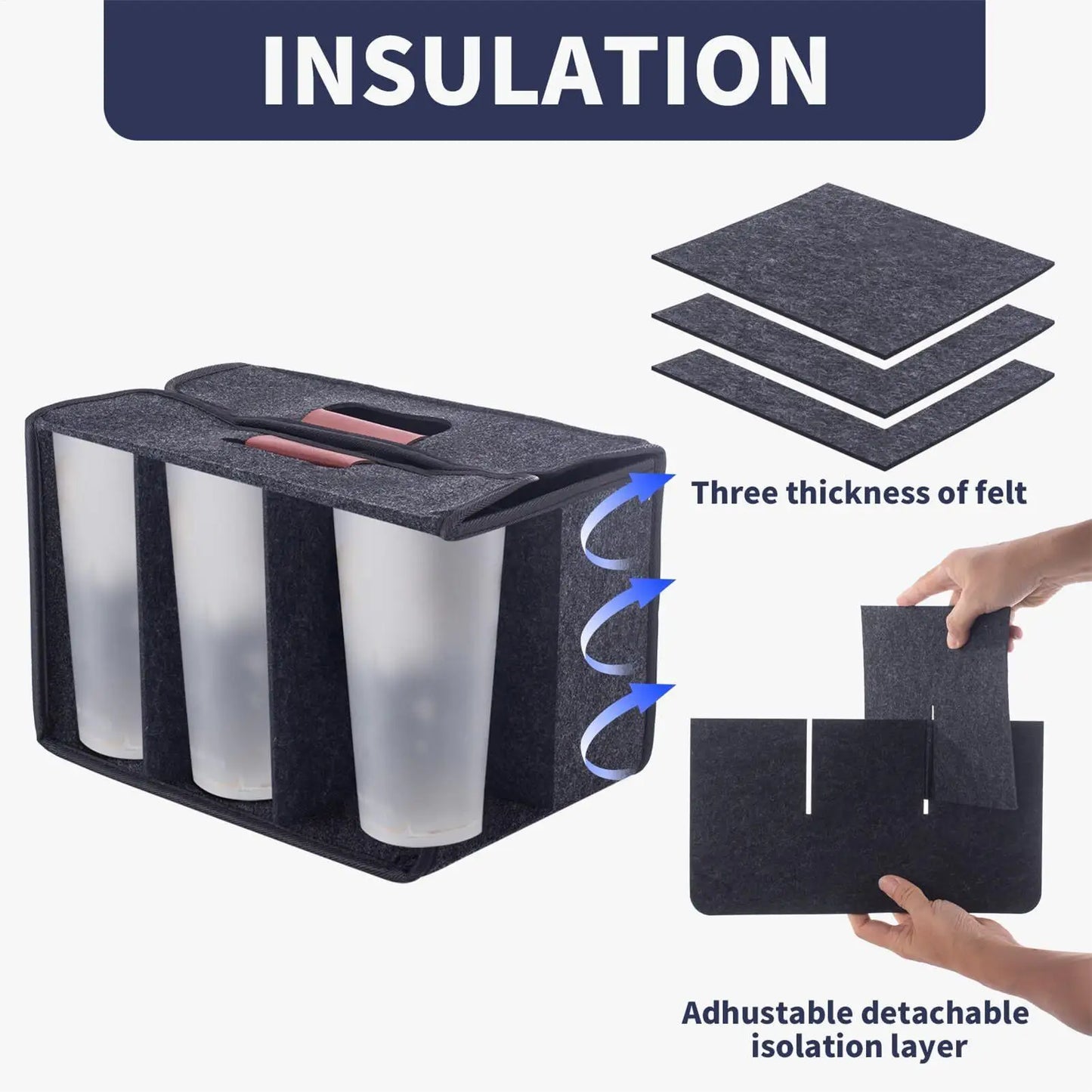 Reusable Drink Cup Carrier, Foldable Tote Bag With Handles for Daily Commute Car Picnic Cruise Party Grocery Outdoor Travel