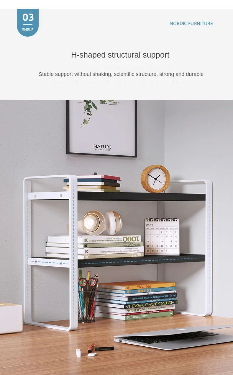 Shelf Desktop Storage  Bookshelf Student Desk Shelves Racks Office Computer Desk Tiered Cabinet Home Storage Holders Organizer